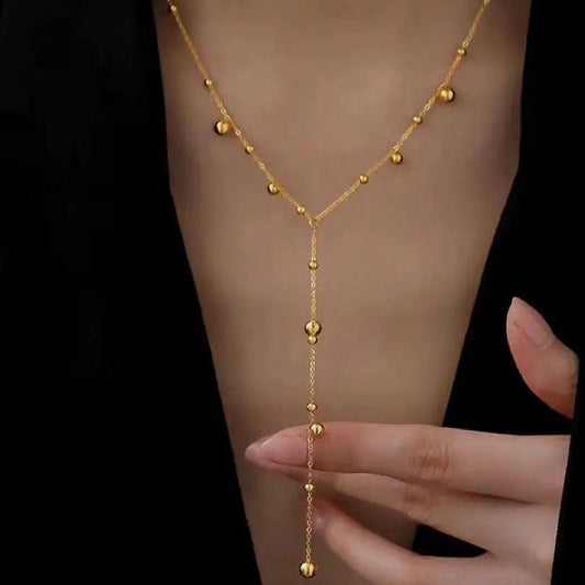 Golden Raindrop Lariat Necklace