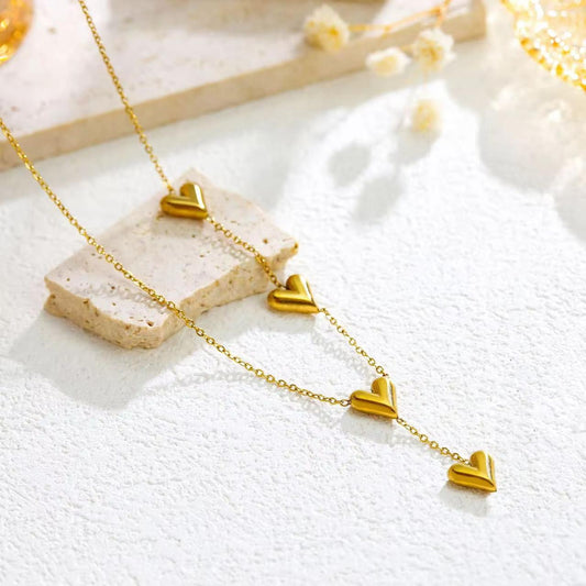 Golden Hearts Cascade Necklace