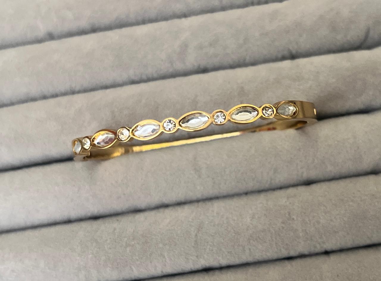 Oval Crystal Gold Kada (SMALL SIZE)