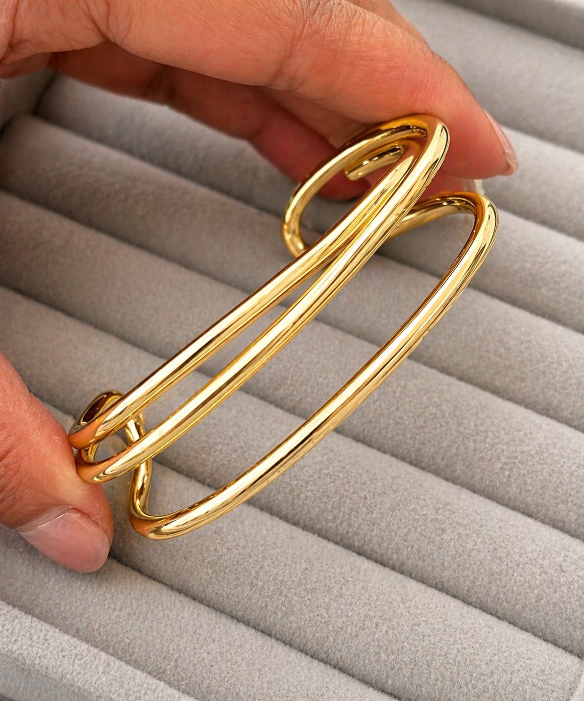 Duo Curve Gold Open Cuff (BIG SIZE)
