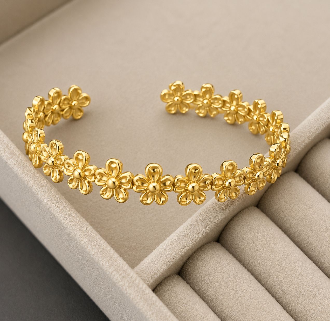 Florelle Gold Floral Cuff