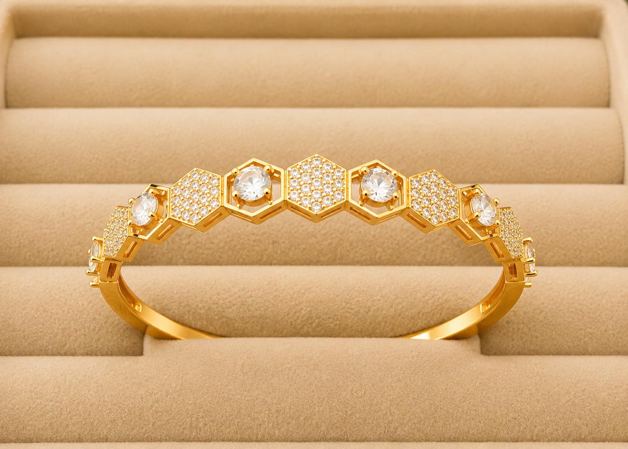 Hexa Luxe Crystal Gold Cuff