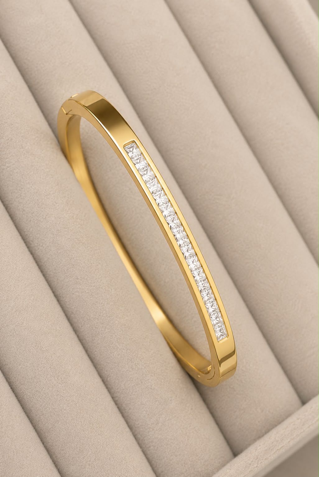 Classic Crystal Bar Open Gold Kada (SMALL SIZE)