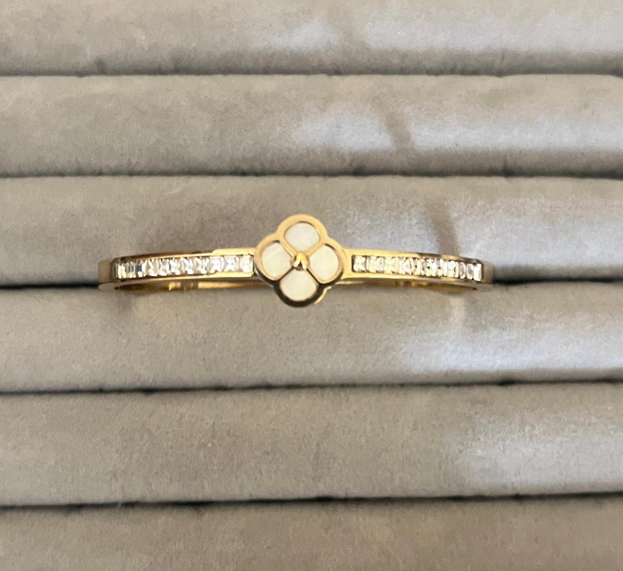 Ivory Bloom Crystal Kada (SMALL SIZE)