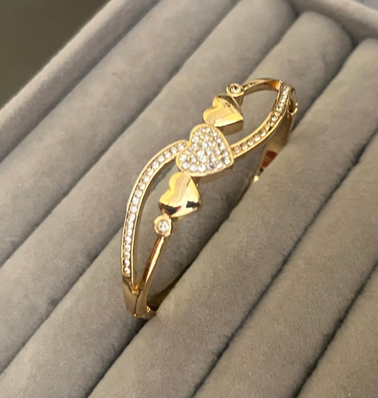 Amora Heart Crystal Gold Kada (SMALL SIZE)