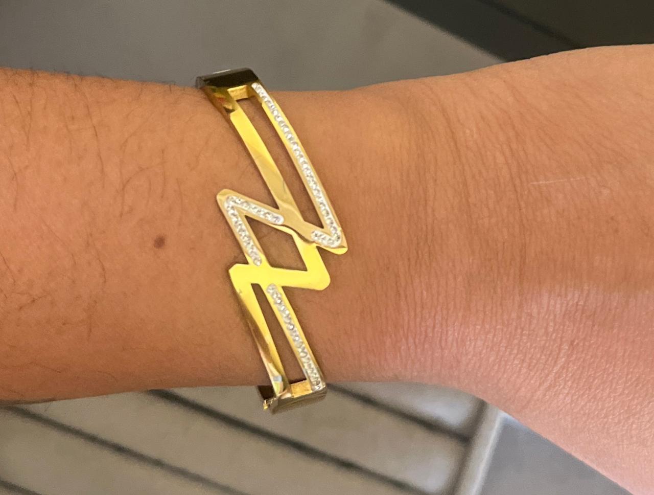Ziva Zigzag Crystal Gold Kada  (SMALL SIZE)
