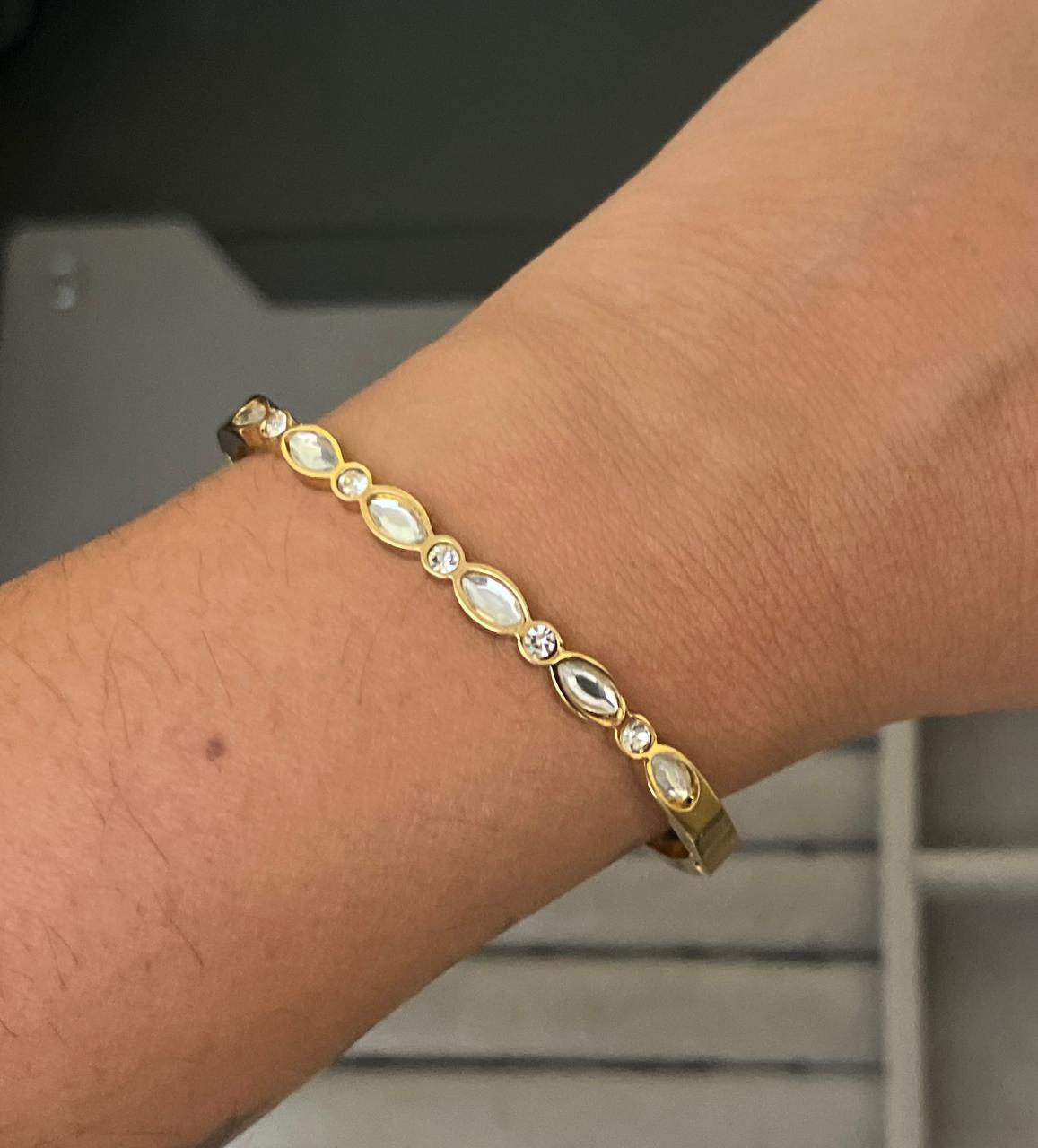 Oval Crystal Gold Kada (SMALL SIZE)