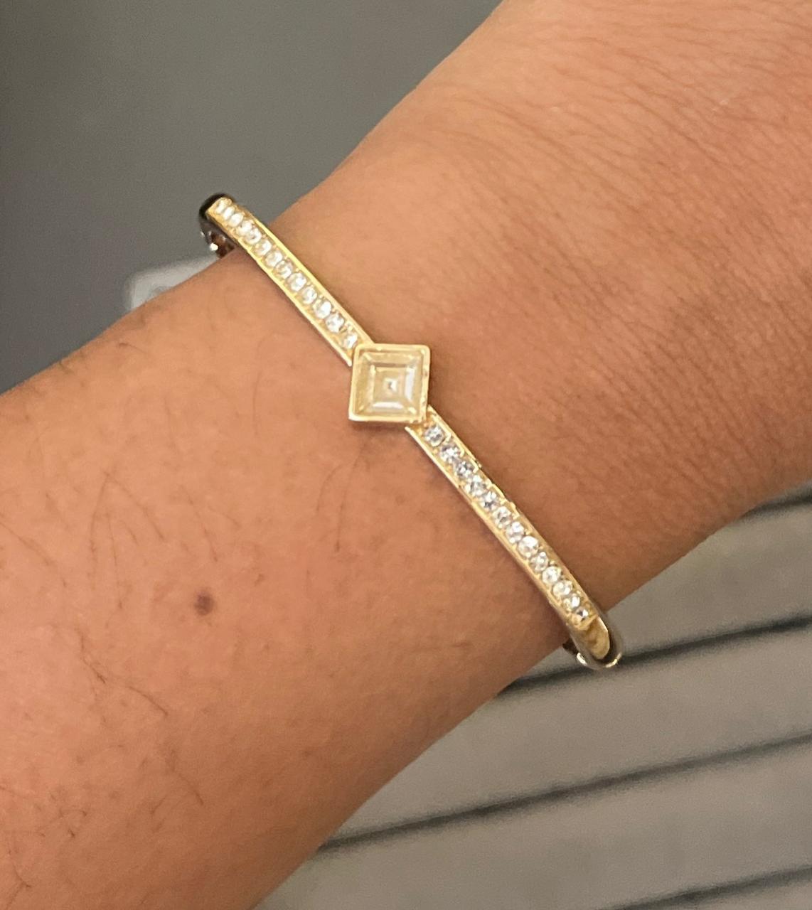 Square Solitaire Crystal Gold Kada (SMALL SIZE)