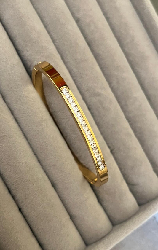 Classic Crystal Bar Open Gold Kada (SMALL SIZE)