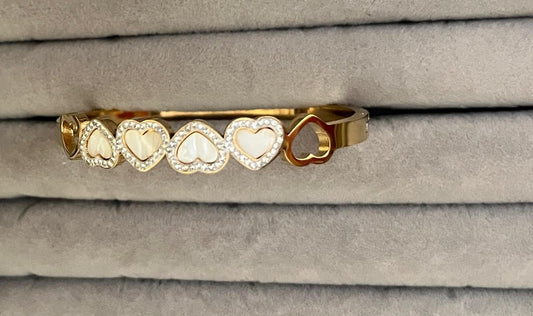 Mother of Pearl Heart Gold Kada  (SMALL SIZE)