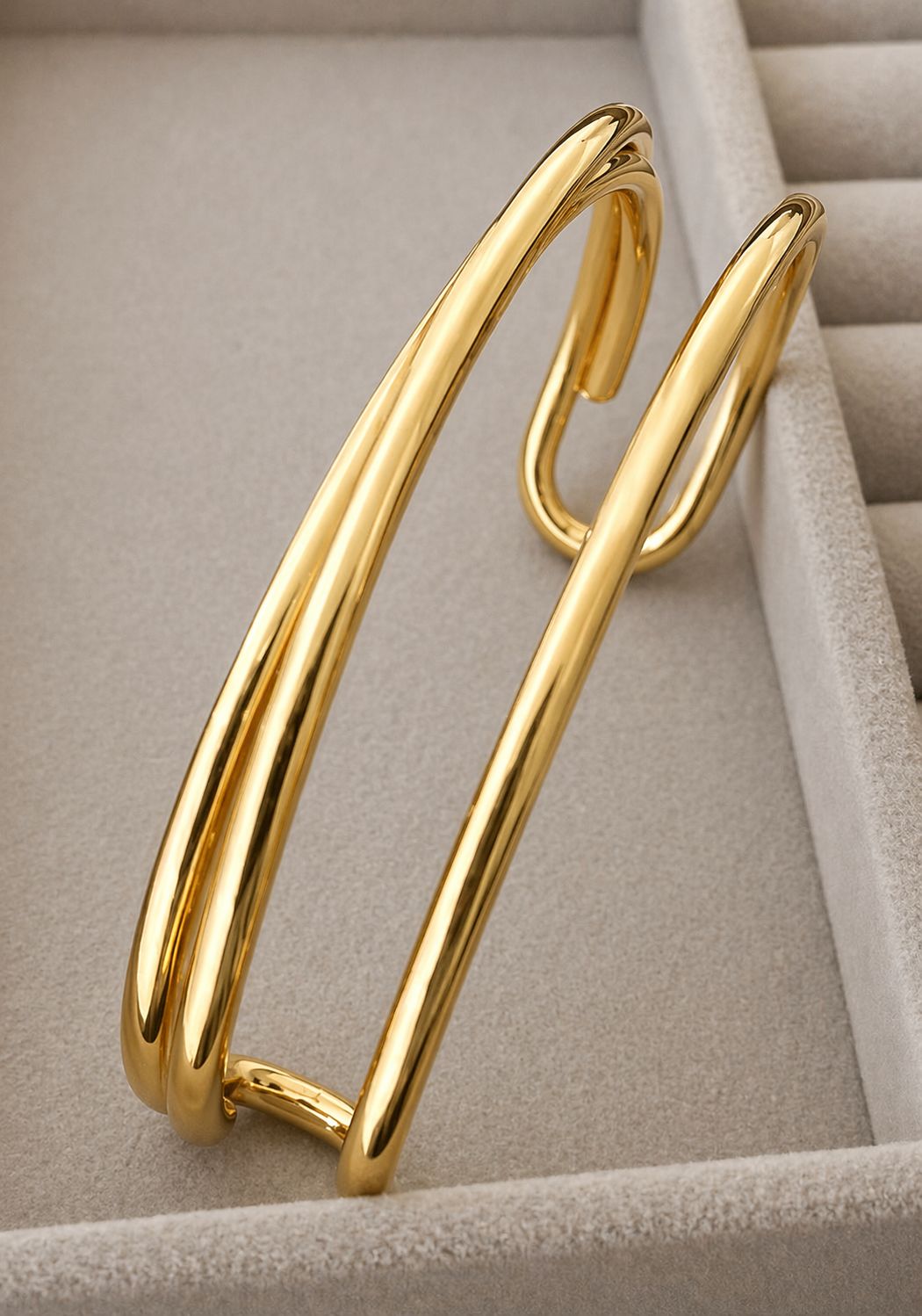 Duo Curve Gold Open Cuff (BIG SIZE)