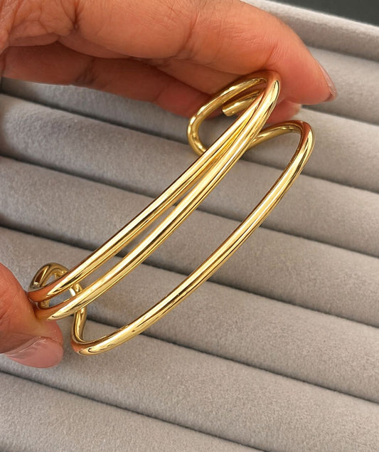 Duo Curve Gold Open Cuff (BIG SIZE)