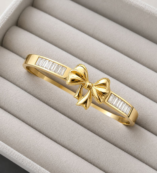 Regal Bow Crystal Gold Kada