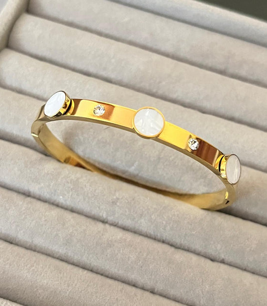 Celeste White Stone Gold Kada