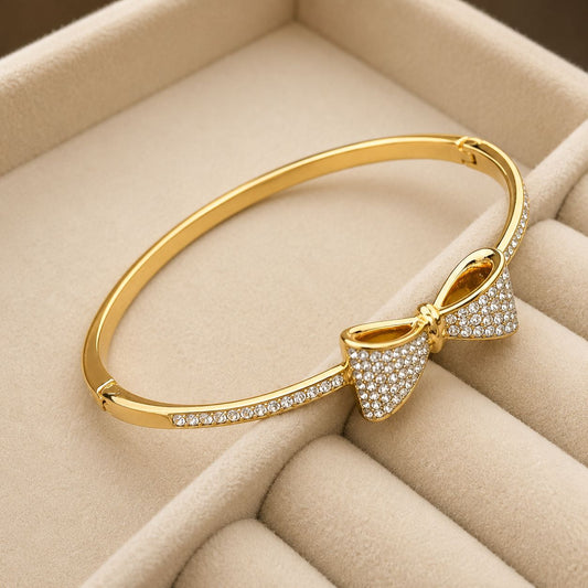 Bella Bow Crystal Gold Kada