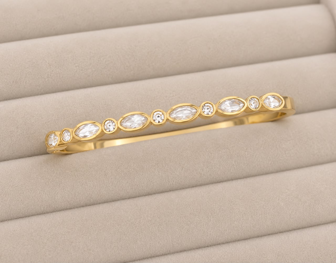 Oval Crystal Gold Kada (SMALL SIZE)