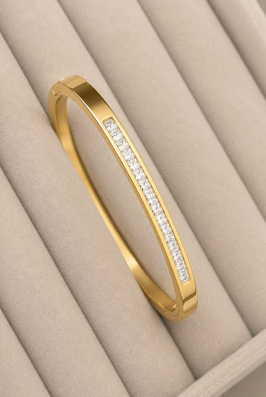 Classic Crystal Bar Open Gold Kada (SMALL SIZE)