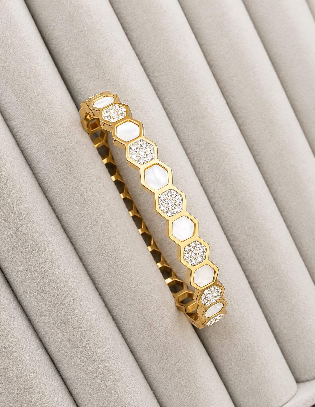 Hexa Pearl Crystal Gold Kada (SMALL SIZE)
