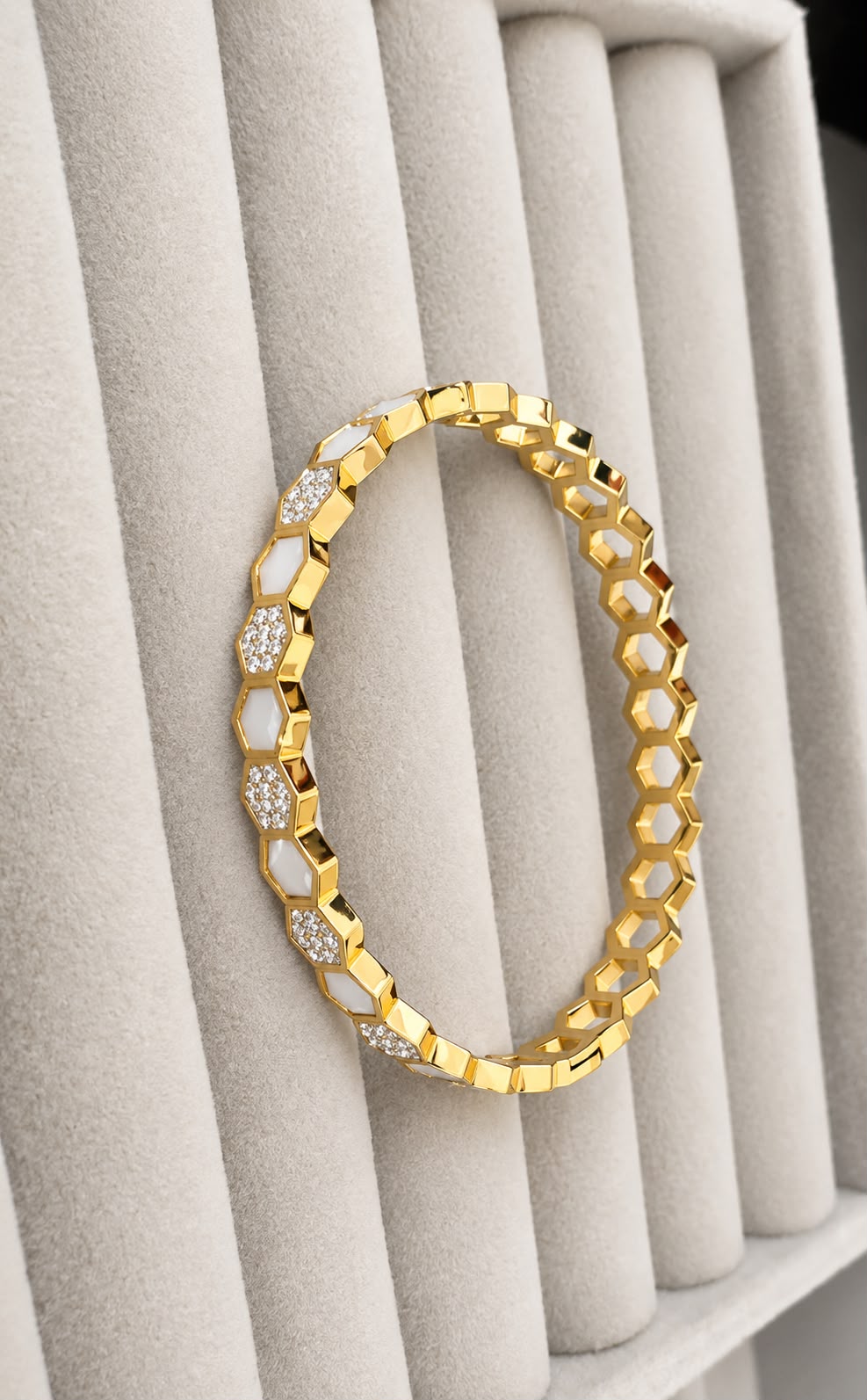 Hexa Pearl Crystal Gold Kada (SMALL SIZE)