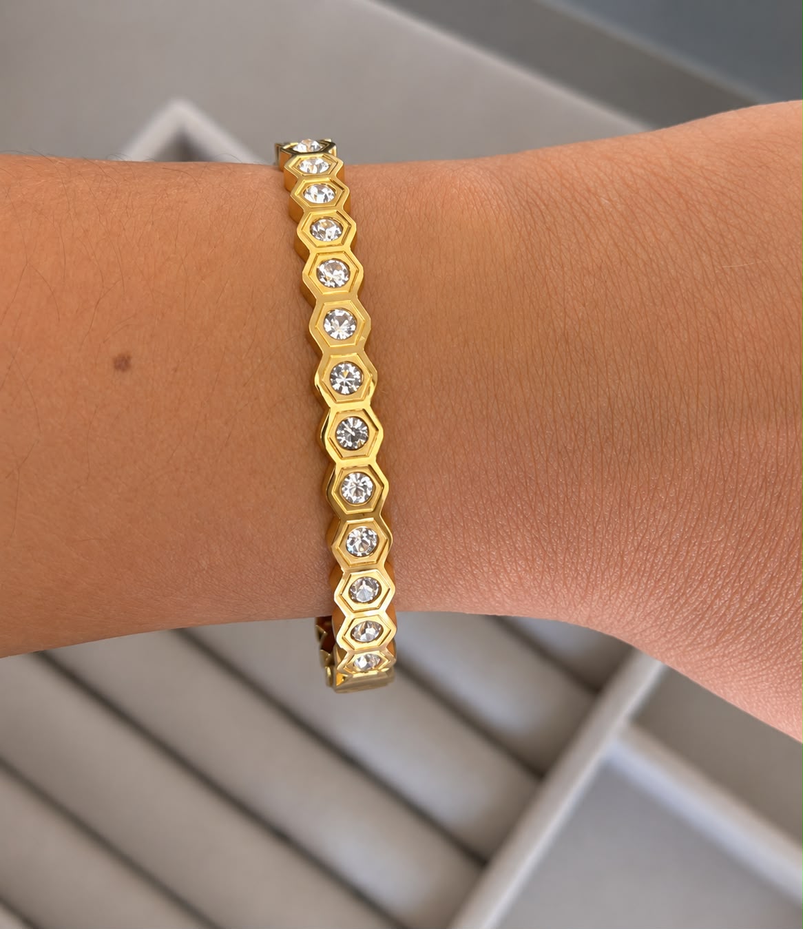 Hexa Spark Crystal Gold Kada (SMALL SIZE)