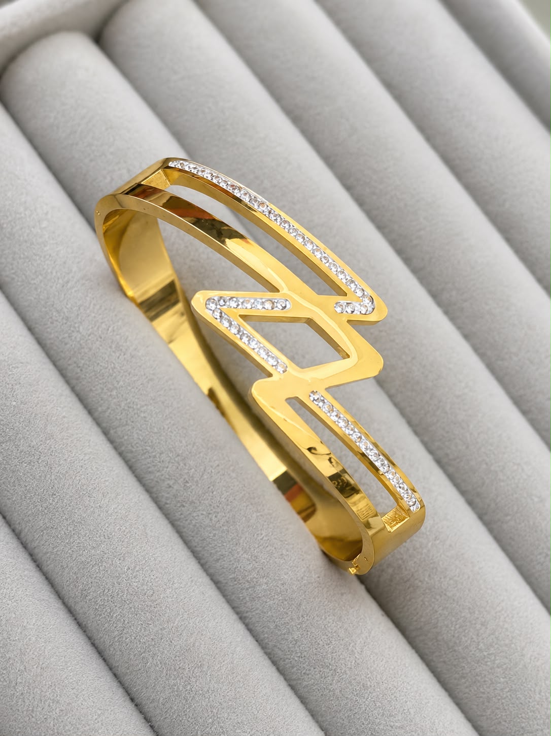 Ziva Zigzag Crystal Gold Kada  (SMALL SIZE)