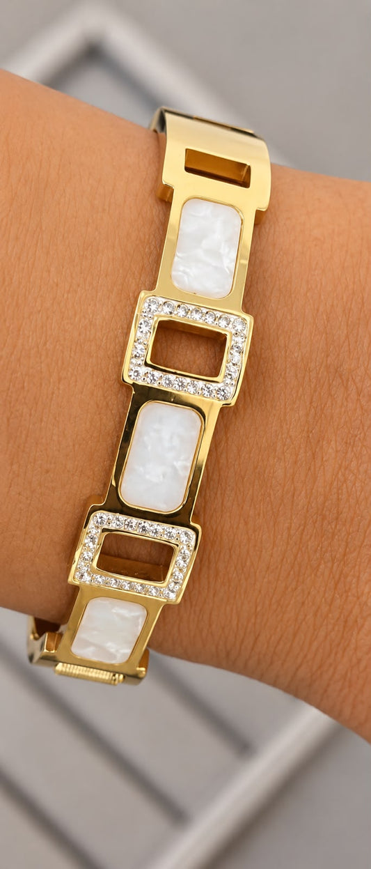 Ivory Geo Crystal Gold Kada (SMALL SIZE)