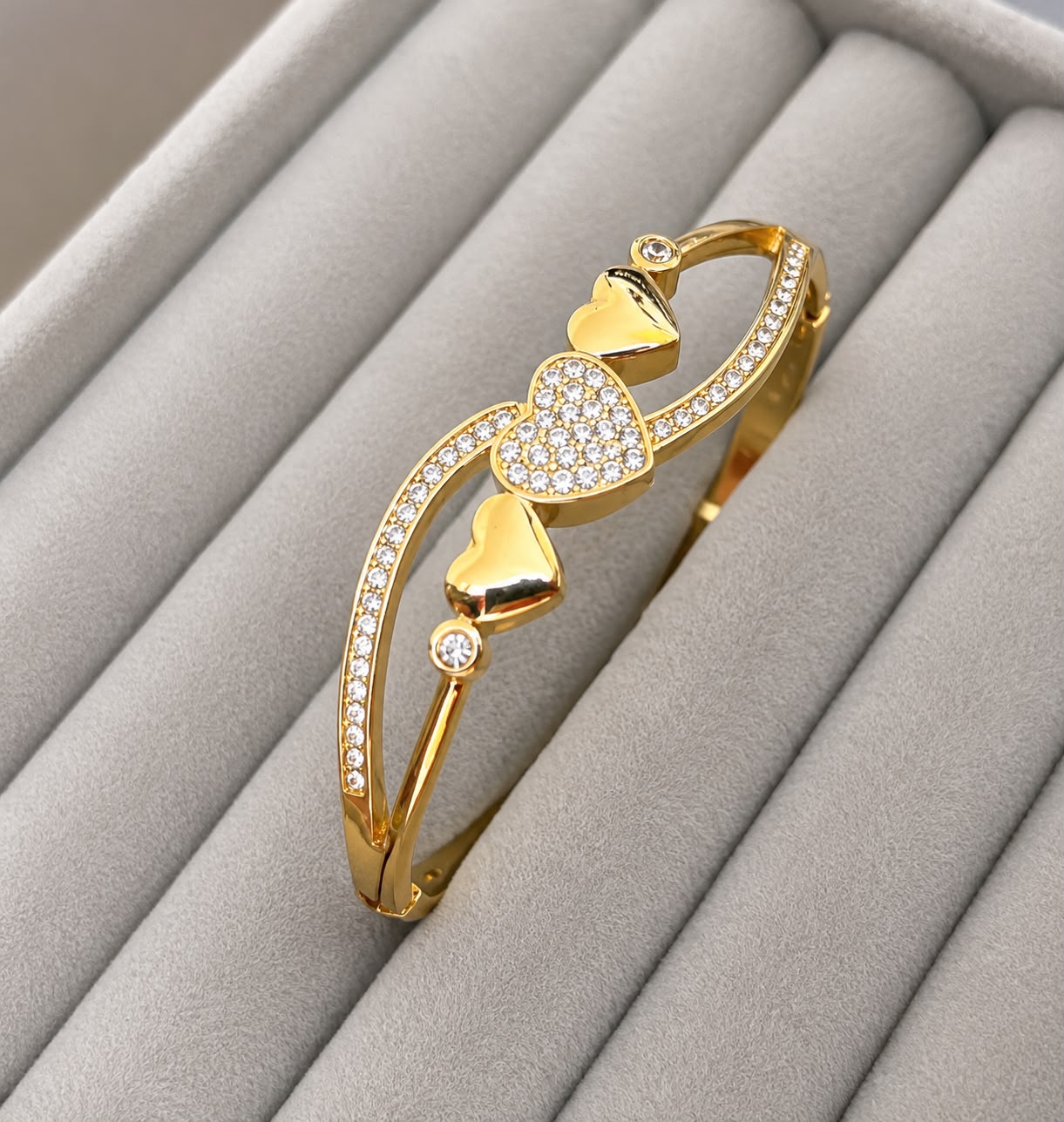 Amora Heart Crystal Gold Kada (SMALL SIZE)