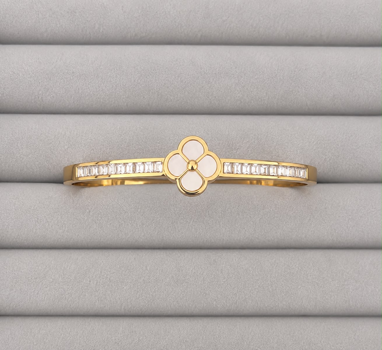 Ivory Bloom Crystal Kada (SMALL SIZE)