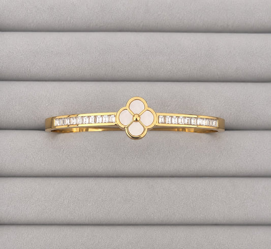 Ivory Bloom Crystal Kada (SMALL SIZE)