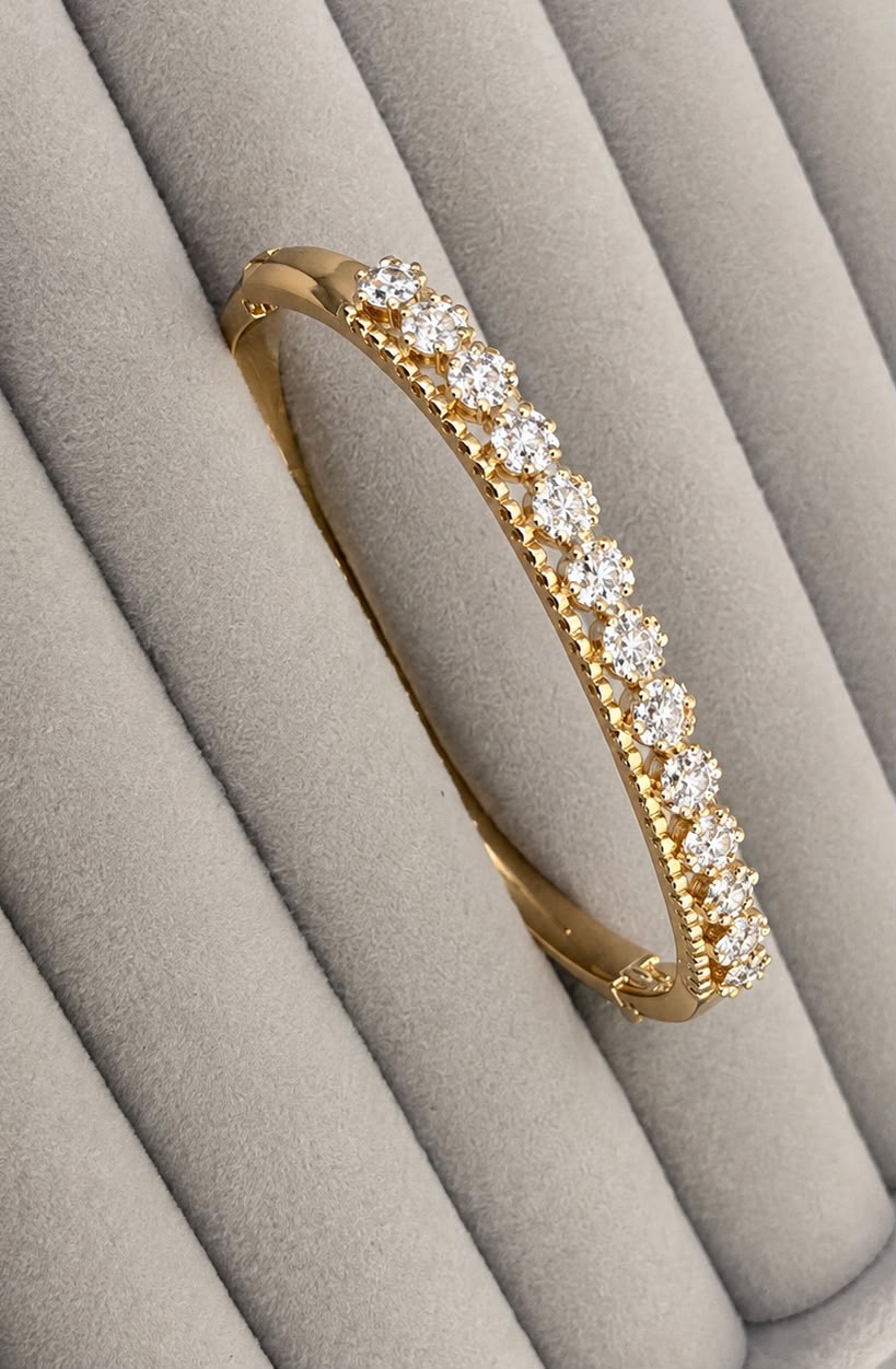 Floral Radiance Diamond-Style Kada (SMALL SIZE)