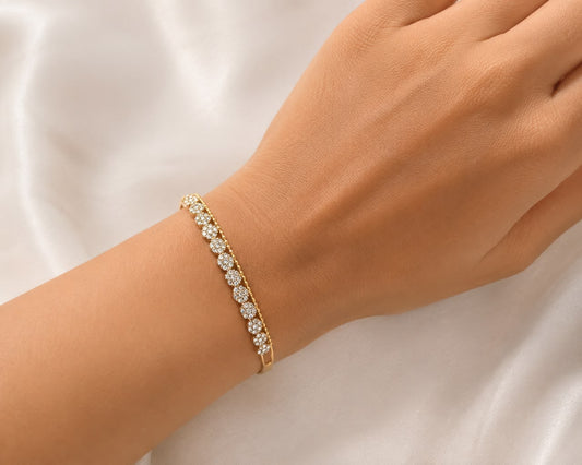 Floral Radiance Diamond-Style Kada (SMALL SIZE)